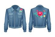 Shirt with Floral Patches Set Vector