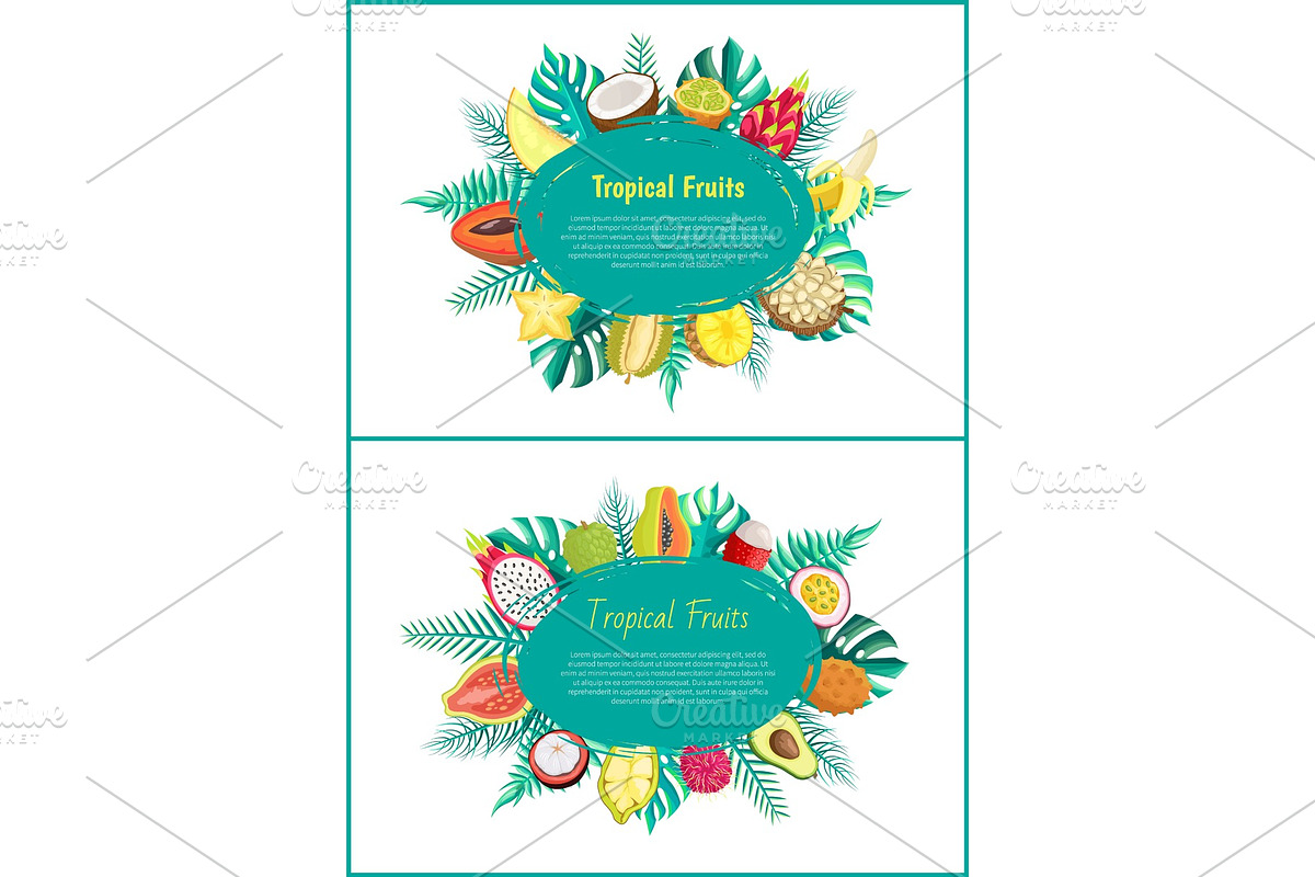 Tropical Fruits Banner with Exotic in Illustrations - product preview 8