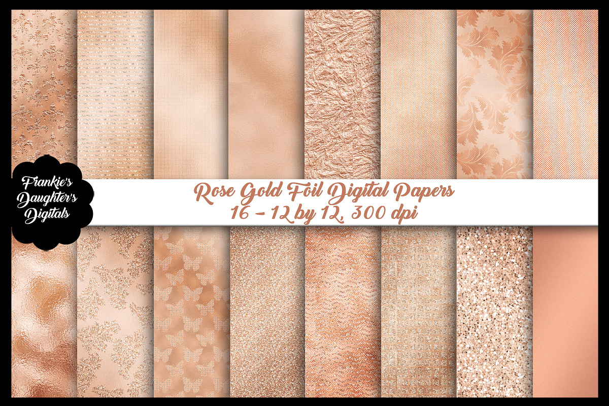 Rose Gold Foil Digital Papers in Patterns - product preview 8