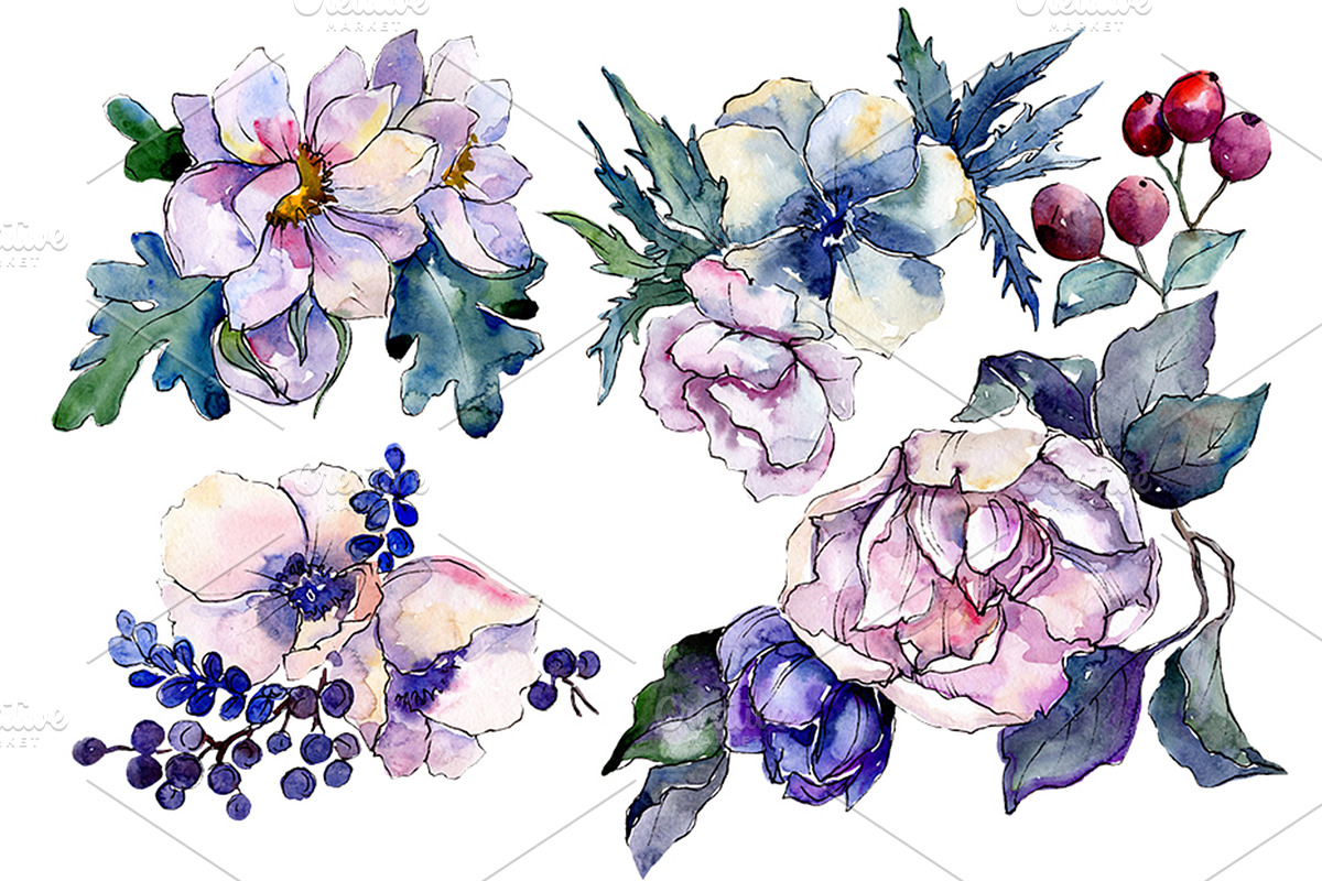 Stylish bouquet of flowers Cleopatra in Illustrations - product preview 8
