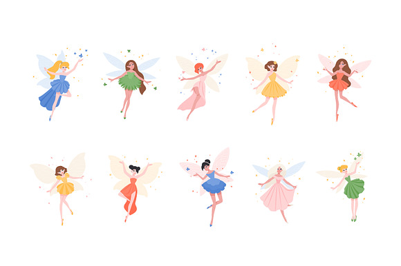 Fairies set and seamless in Illustrations - product preview 1
