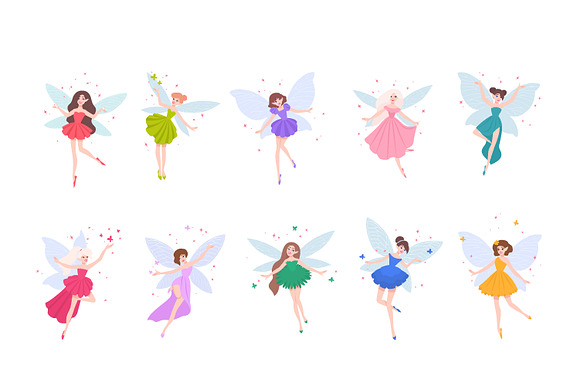 Fairies set and seamless in Illustrations - product preview 2