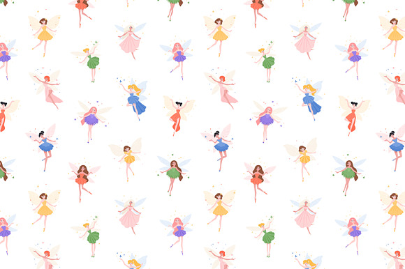 Fairies set and seamless in Illustrations - product preview 3