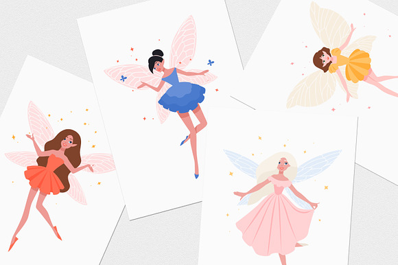 Fairies set and seamless in Illustrations - product preview 4