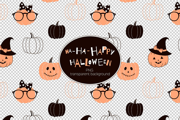 Girl Halloween clipart & pattern set in Illustrations - product preview 4