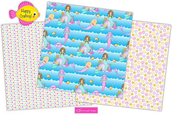 Mermaid Digital Paper, Mermaids -P17 in Patterns - product preview 4