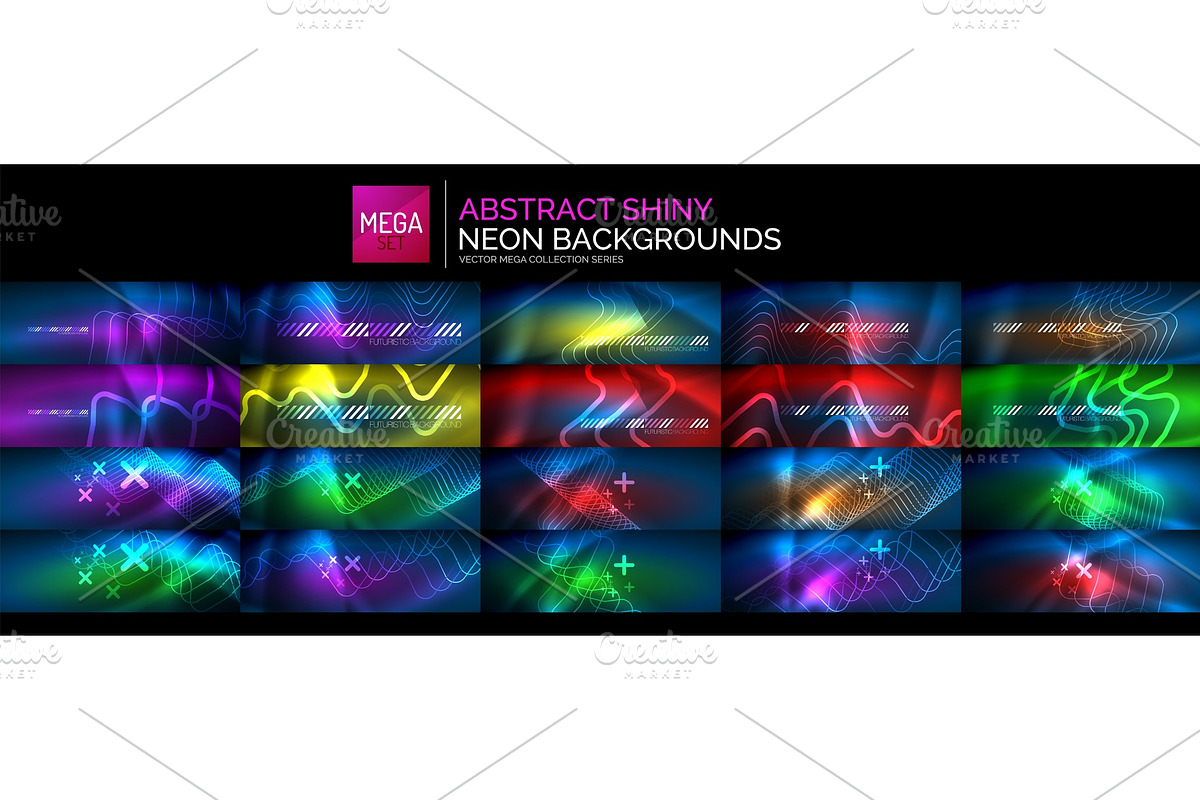 Mega set of blue color neon light in Textures - product preview 8