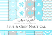 Blue and gray Nautical Digital Paper
