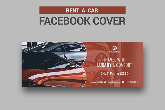 Rent a Car - Facebook Covers in Facebook Templates - product preview 1