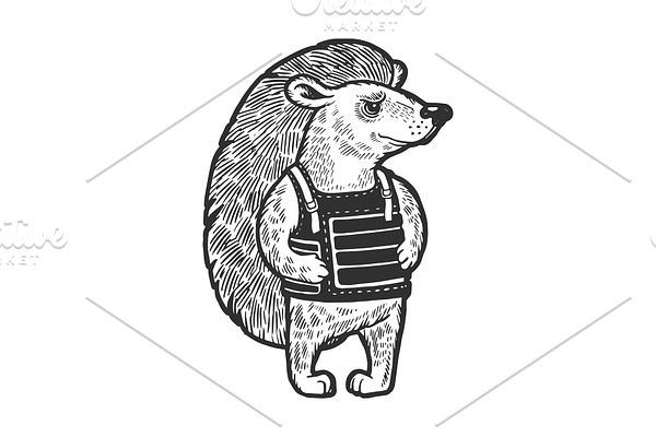 Hedgehog in body armor sketch