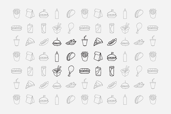 Pen Brush Hand Drawn Fast Food Set in Objects - product preview 1