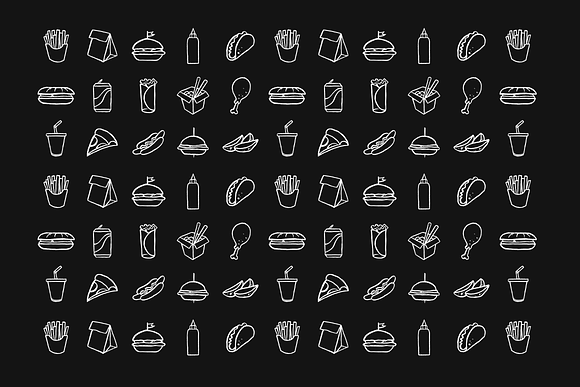 Pen Brush Hand Drawn Fast Food Set in Objects - product preview 2