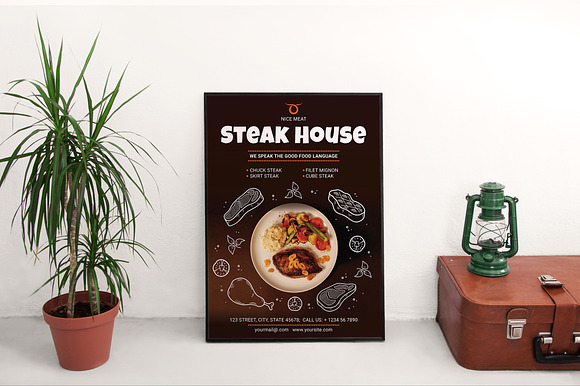 Steak House Poster in Flyer Templates - product preview 2