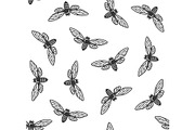 Cicada Insects Seamless Pattern with