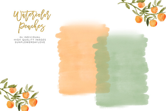 Watercolor Peach Clip Art in Illustrations - product preview 3