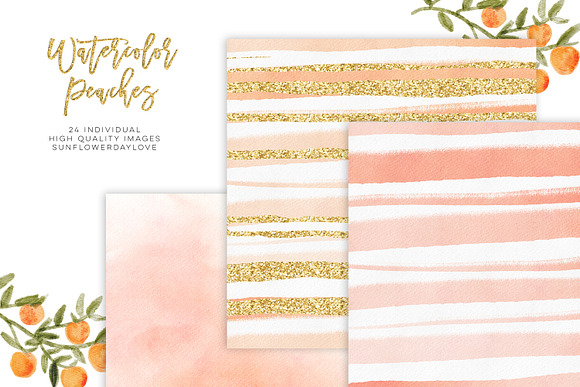 Watercolor Peach Clip Art in Illustrations - product preview 5