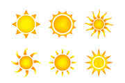 Nine different bright sun icons