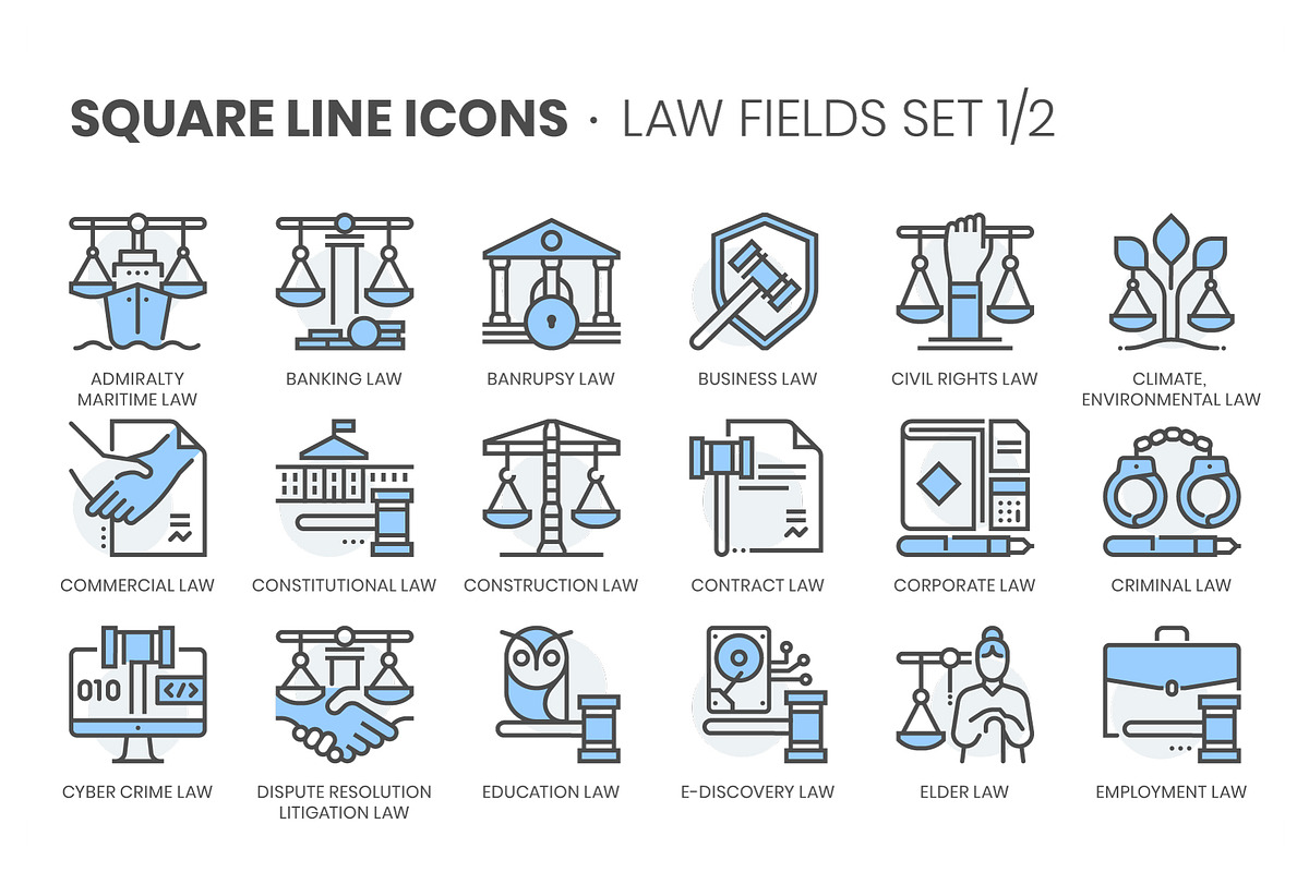 Law Fields 1, Square Line in Icons - product preview 8