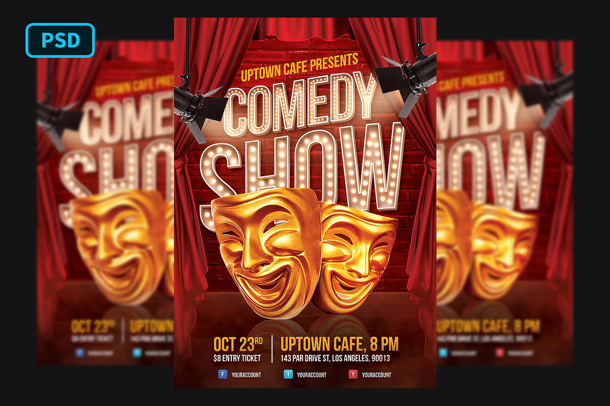 Comedy Show Flyer Template in Flyer Templates - product preview 8