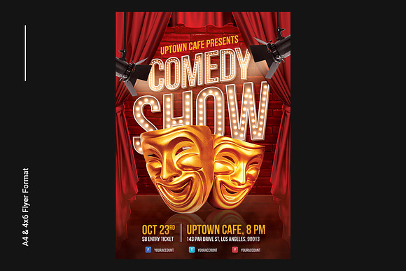 Comedy Show Flyer Template in Flyer Templates - product preview 1