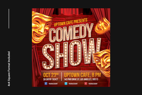 Comedy Show Flyer Template in Flyer Templates - product preview 3