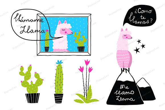 Fun Llama and Cacti Me LLamo Llama in Illustrations - product preview 2