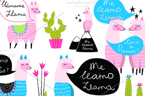 Fun Llama and Cacti Me LLamo Llama in Illustrations - product preview 4