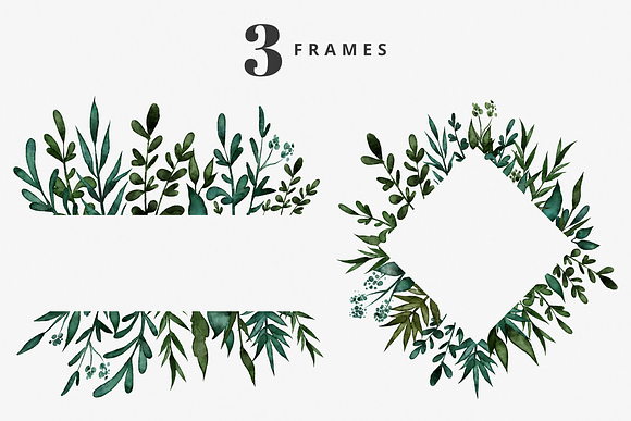 Watercolor Green Leaves | 30 Pc. Set in Illustrations - product preview 3