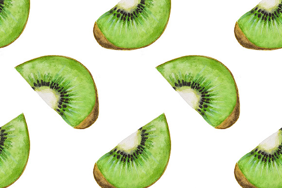 Kiwi fruit pattern Watercolor in Illustrations - product preview 2