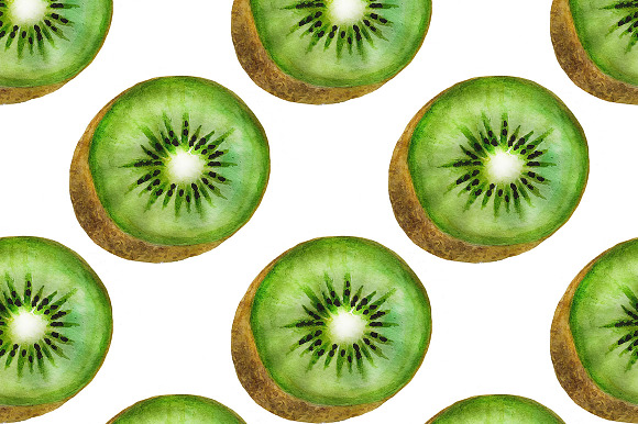 Kiwi fruit pattern Watercolor in Illustrations - product preview 3