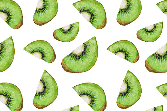 Kiwi fruit pattern Watercolor in Illustrations - product preview 4