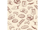 Bakery seamless pattern. Bread