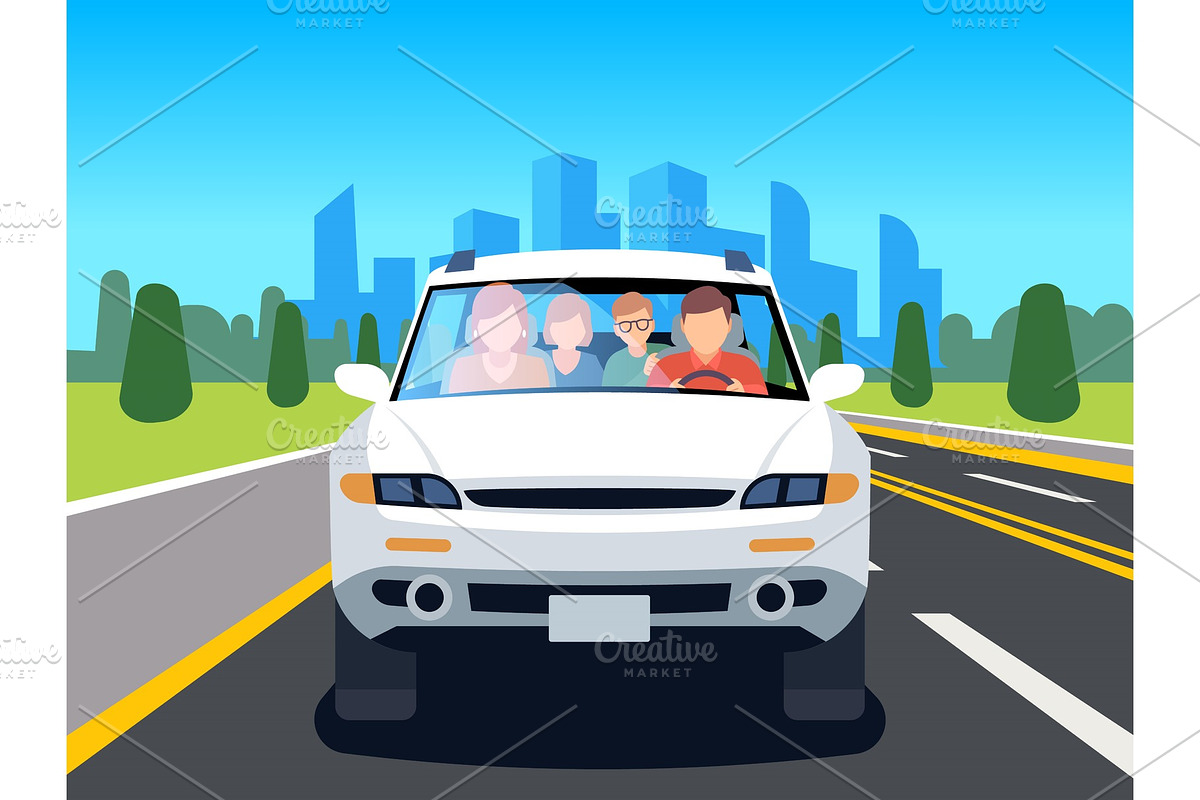 Family driving car. Auto driver in Illustrations - product preview 8