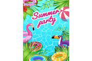 Pool party card. Swim summer