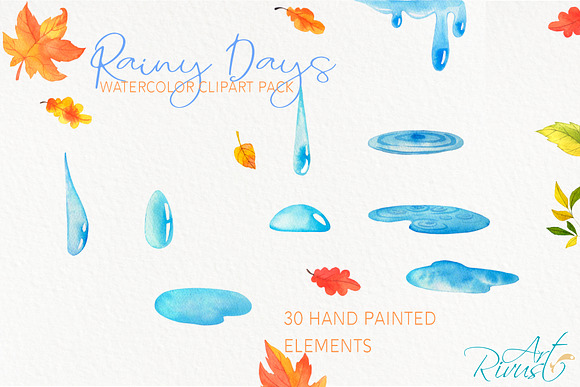 Fall umbrellas and rain clipart in Illustrations - product preview 2
