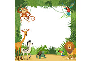 Jungle animals card. Frame animal