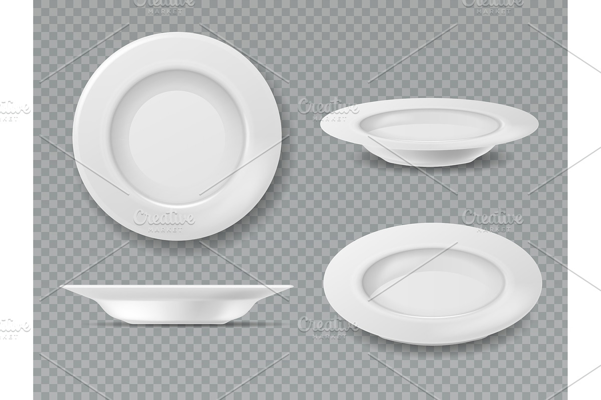 Food white plate. Empty plate top in Illustrations - product preview 8