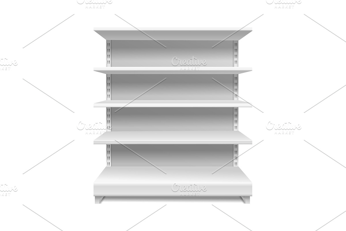 White supermarket shelves. Retail in Objects - product preview 8