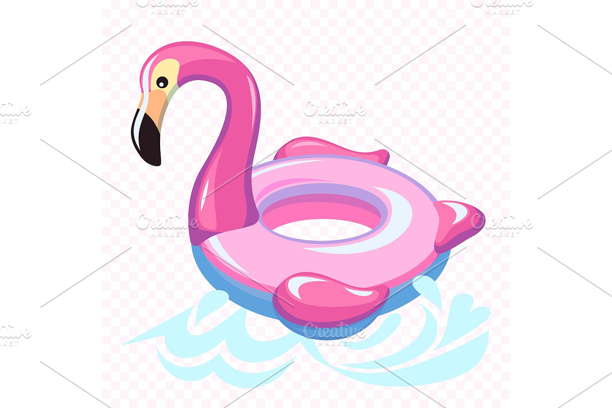 Swimming flamingo. Swim summer water in Illustrations - product preview 8