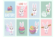 Easter rabbit cards. Baby rabbits