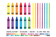 Crayon & Border Clip Art Set