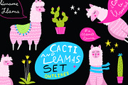Funny llamas and cacti collection