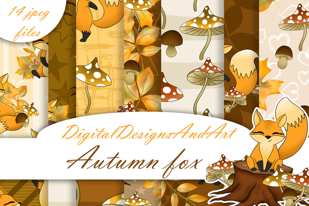 Autumn fox digital paper in Patterns - product preview 8
