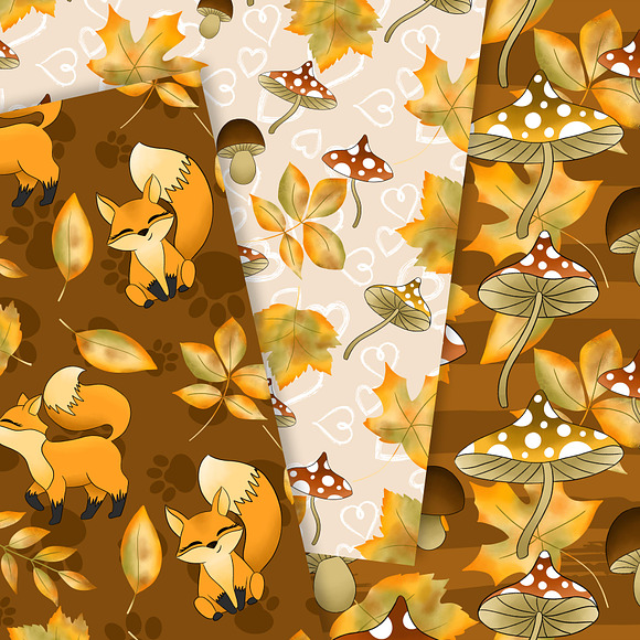Autumn fox digital paper in Patterns - product preview 2
