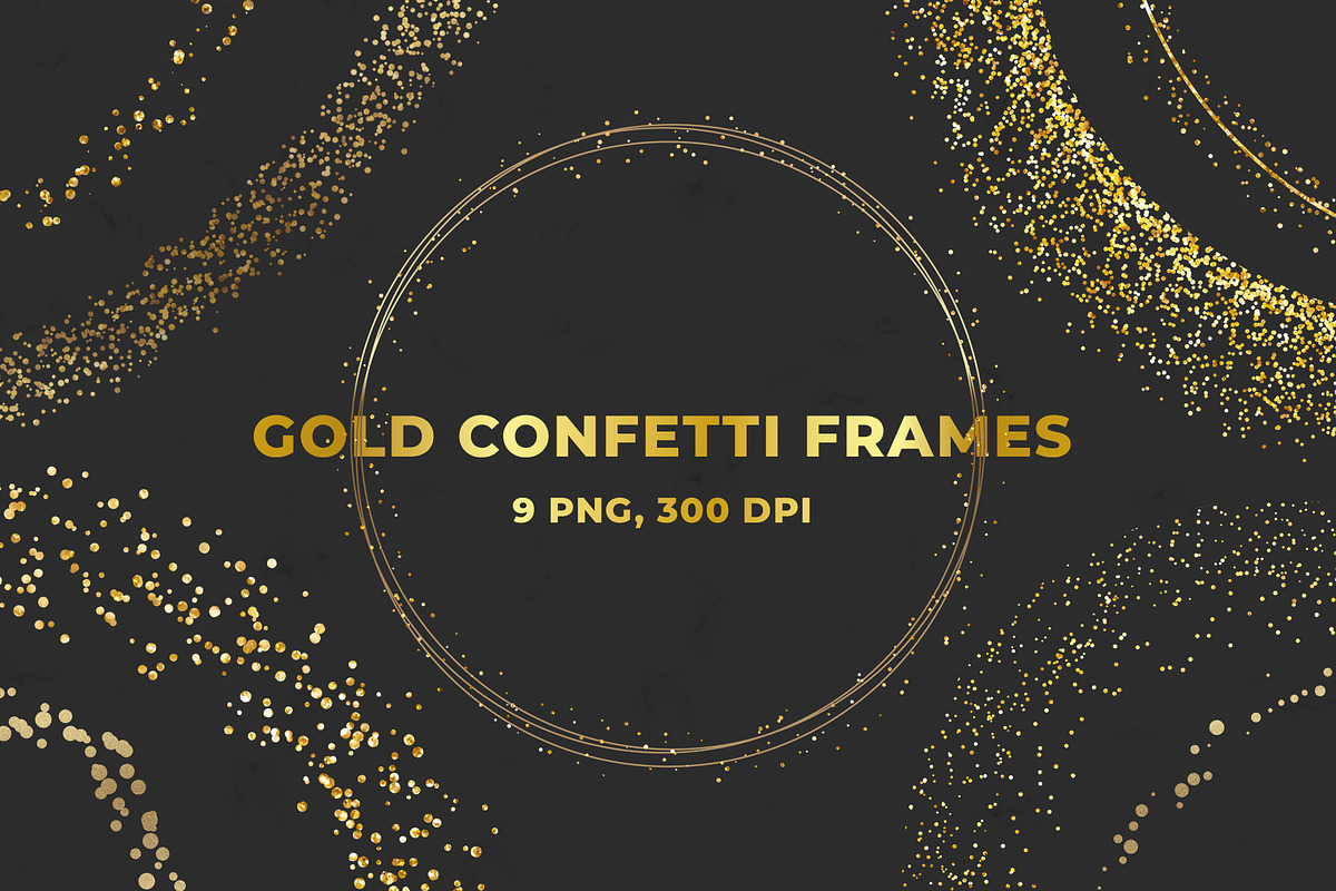Circle Gold Glitter Confetti Frames in Objects - product preview 8
