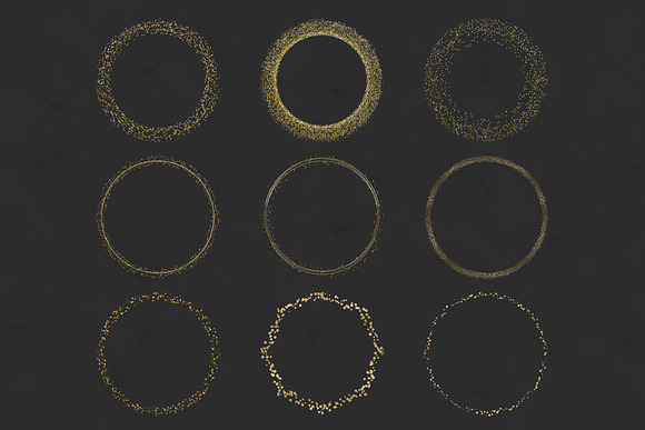 Circle Gold Glitter Confetti Frames in Objects - product preview 1