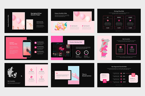 Famoa : Pink Pitch Deck Powerpoint in PowerPoint Templates - product preview 9