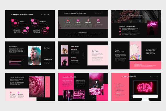 Famoa : Pink Pitch Deck Powerpoint in PowerPoint Templates - product preview 11