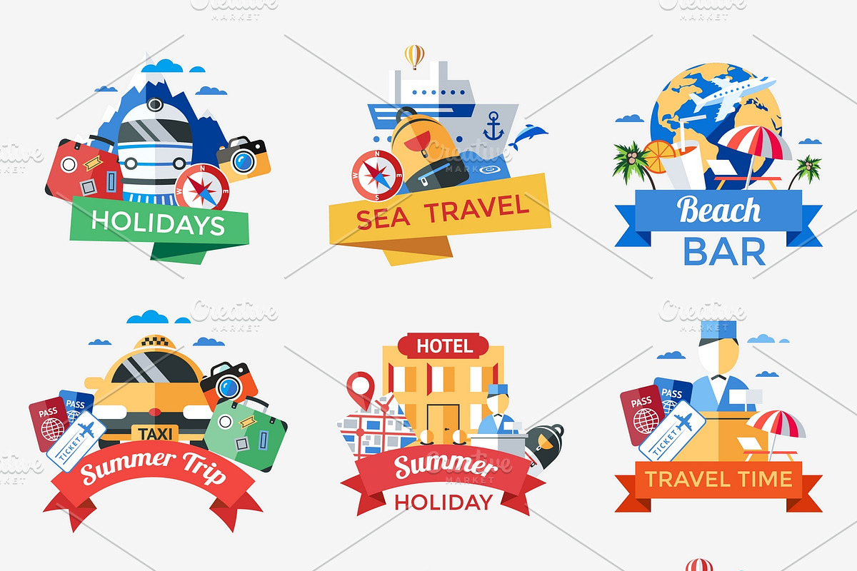 Travel Labels Set in Logo Templates - product preview 8