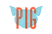 Pig, pork. Vintage typography